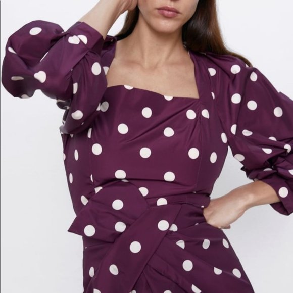 Zara Tops - Zara Polka Dot Taffeta Blouse S
